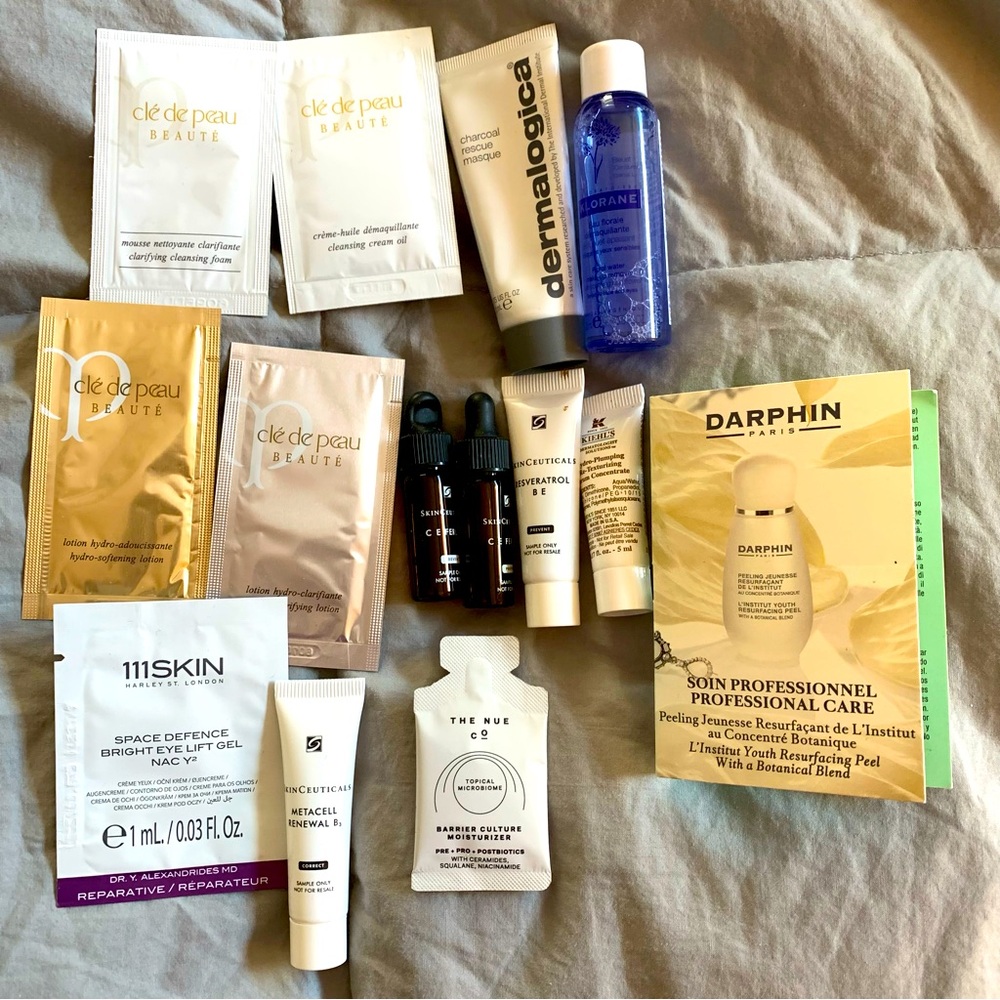 Selection of premium face care sample size products
